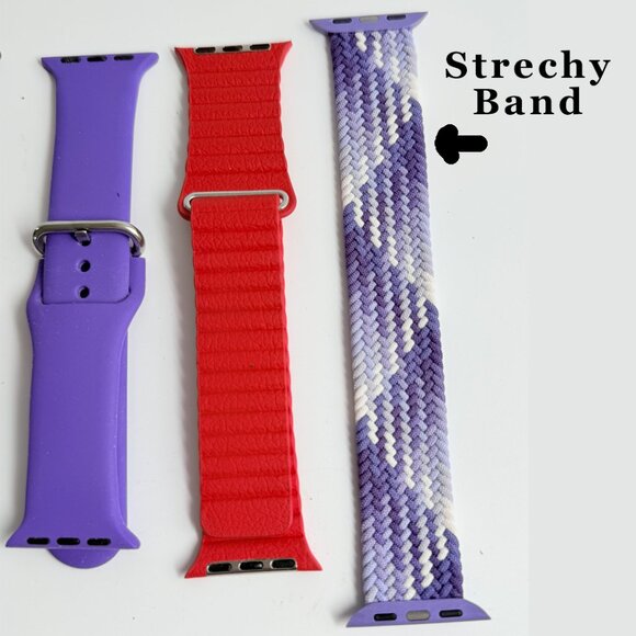 12 Watch Bands For Apple Watches 40MM Rubber, Metal, Leather, Stretchy M-L - Picture 5 of 11